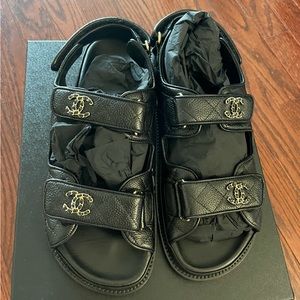 ❌🚫SOLD❌Chanel Dad Leather Sandals 37.5C
